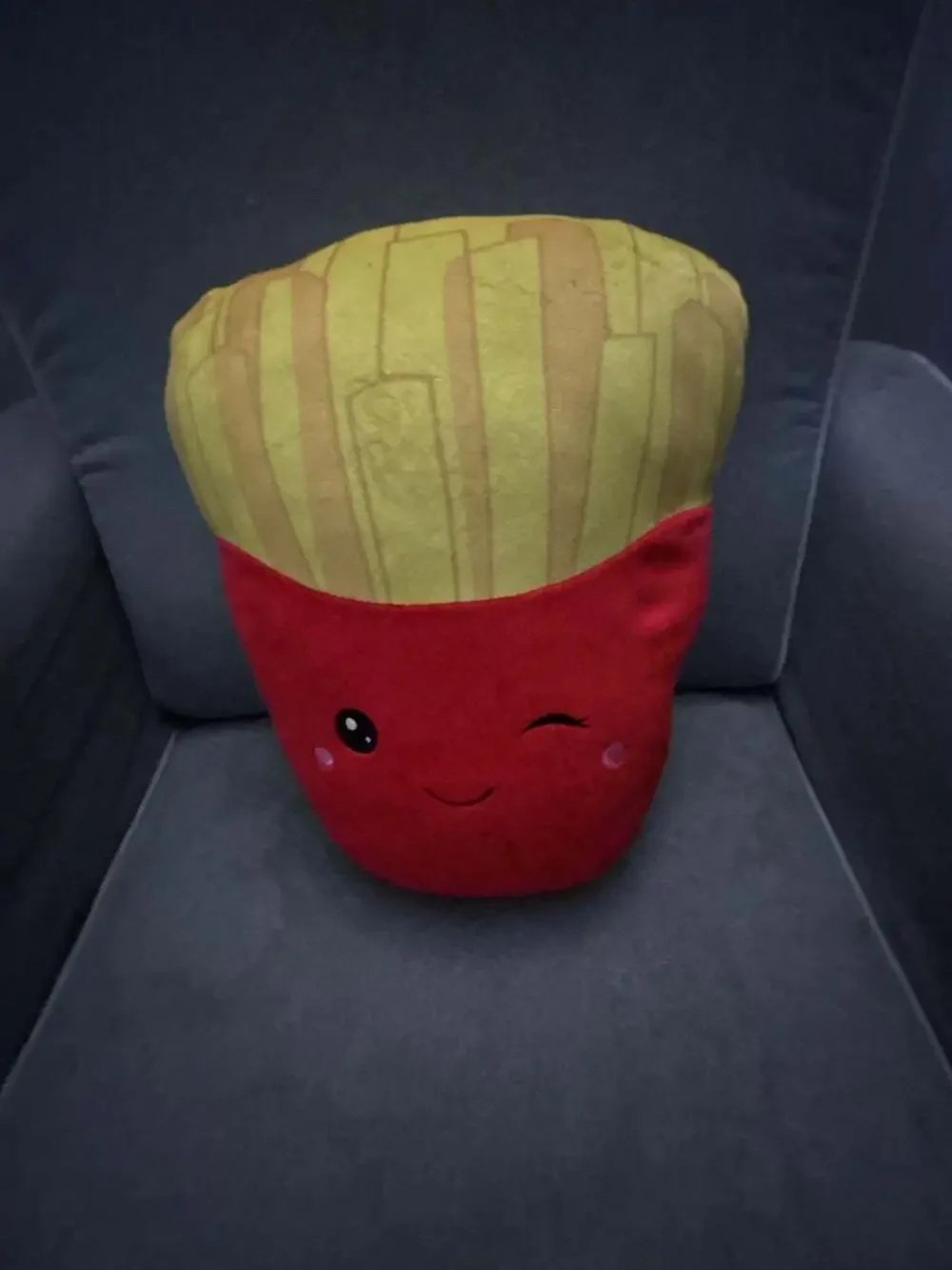 Kawaii French Fry Plush Toy Pillow With Winking Face